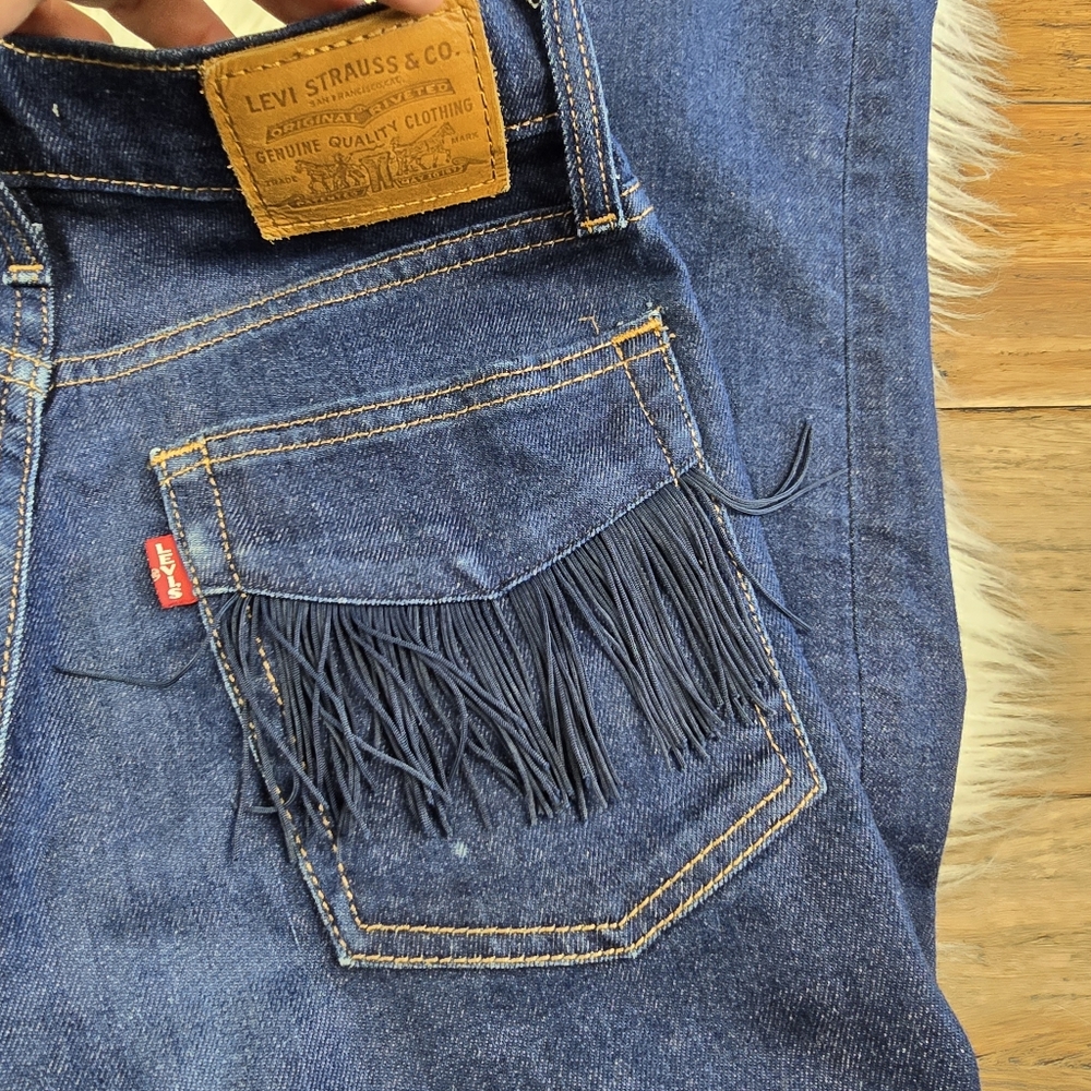 Levis Wedgie Straight Fringe Tassle High Rise Jeans 25 - Picture 5 of 15